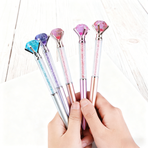 Penna a Sfera Promozionale Personalizzabile Multicolore con Diamanti in Plastica, Penna con Logo per Studenti - Product Image 3
