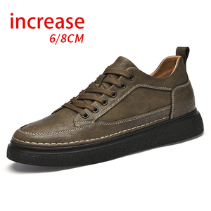 Baskets montantes rétro pour hommes, style automne, semelle épaisse de 8 cm pour une hauteur accrue, chaussures décontractées mi-montantes, doublure en maille, nouveau style tendance - Product Image 1