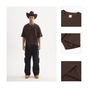 T-shirt Homme Streetwear Personnalisé Coupe Boxy Qualité Supérieure Épaules Tombantes Oversize Imprimé DTG Coton Pur Manches Courtes Vente en Gros - Product Image 4