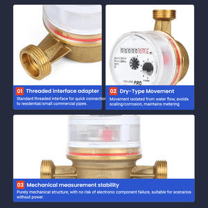 1/2 inch, 1,5 m³/u R80 enkelvloeistof, volledig koperen schroefverbinding huishoudelijke koud- en warmwatermeter - Product Image 5