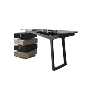 Table d'étude italienne de luxe légère en bois et <span class=keywords><strong>verre</strong></span>, <span class=keywords><strong>bureau</strong></span> moderne et minimaliste pour la maison, <span class=keywords><strong>bureau</strong></span> d'écriture et d'ordinateur - Product Image 1
