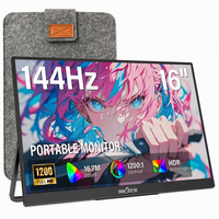 Moniteur portable de 16 pouces prêt à être fixé au mur, support inclinable, réglage multi-angles, disposition flexible de la station de travail pour bureau à domicile