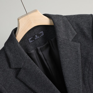 Women's Woolen Blazer Gray Slim Fit Anti-Wrinkle Autumn Winter Jacket With Pocket Feature - Product Image 4