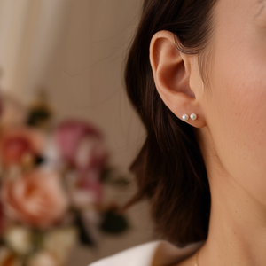 Orecchini a perno con perle coltivate E2416, rotondi bianchi da 5 mm, classici da donna per tutti i giorni, grado AA - Product Image 2