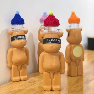 Bouteille pour thé au boba, ours brillant de qualité alimentaire, de 360ml, 500ml, 700ml, vente en gros, 1 pièce - Product Image 4