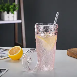 Op Maat Gemaakte Hoge Borosilicaat Helder Glas Stro Bekerdop Waterbeker Zeemeermin Beker Melk Theekopje