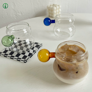 Tasses à café <span class=keywords><strong>en</strong></span> <span class=keywords><strong>verre</strong></span> minimalistes écologiques faites à la main <span class=keywords><strong>en</strong></span> forme de <span class=keywords><strong>gourde</strong></span> 350 ml pour jus, <span class=keywords><strong>thé</strong></span>, crème glacée – Ensemble de vaisselle pour la maison/le bureau/le bar - Product Image 1