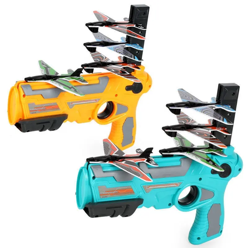 2023 Wholesale Launch Eject Flying Glider Plane Shooting Gun Toy For Kids Outdoor Shooting Toy