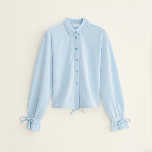 Chemise à manches longues pour femme, à rayures, structurée, avec poignets et ourlet ajustables, fabrication OEM ODM en gros par une usine <span class=keywords><strong>de</strong></span> vêtements chinoise - Product Image 5