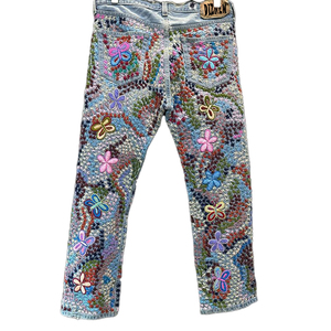 DiZNEW Etiqueta personalizada Fabricante de gama alta Trastes en Jeans Punk de moda para hombres Jeans Tallas grandes a través de láser de retazos - Product Image 2