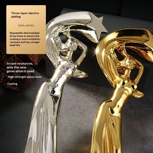 Trophée personnalisé créatif en forme de déesse étoilée, petite figurine dorée, récompense commémorative pour bonne épouse, mari, beauté, tatouage, cristal doré - Product Image 3