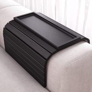 Wooden Sofa Armrest Tray Foldable <b>Bamboo</b> <b>Table</b> For Couch Coffee Tea Serving - Product Image 4