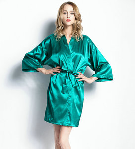 Accappatoio in Raso di Seta per Matrimonio, Spa, Salone di Bellezza, Sposa, Damigella d'Onore, Festa Nuziale, <span class=keywords><strong>Kimono</strong></span>, <span class=keywords><strong>Vestaglia</strong></span>, Abbigliamento da Notte e da Casa - Product Image 5