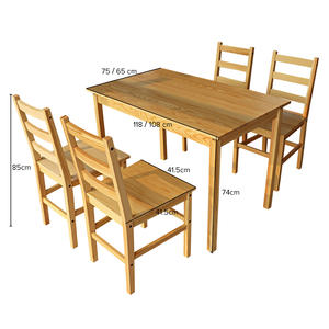 Ensemble <span class=keywords><strong>de</strong></span> salle à manger en bois <span class=keywords><strong>de</strong></span> pin <span class=keywords><strong>de</strong></span> couleur naturelle moderne avec <span class=keywords><strong>4</strong></span> <span class=keywords><strong>chaises</strong></span> et 1 table pour salle à manger - Product Image 4
