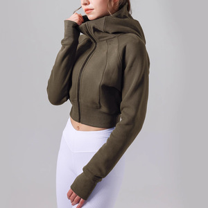 Chaqueta Corta con Capucha y Cremallera para Mujer, Azul Marino, Transpirable, Tejida, Deportiva, para Correr al Aire Libre, Corte Casual - Product Image 5