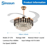 Ventilateur de plafond intelligent à LED avec lumière, 42 pouces, 3 pales, moteur DC réversible, télécommande, variateur d'intensité, installation facile, style moderne, OEM&ODM