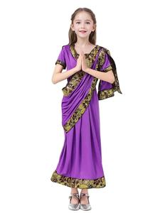 Costume de fête pour enfants de style indien XJ, festival des marionnettes, princesse de <span class=keywords><strong>Bollywood</strong></span>, style ethnique, <span class=keywords><strong>sari</strong></span> fleuri, costume de fête - Product Image 3