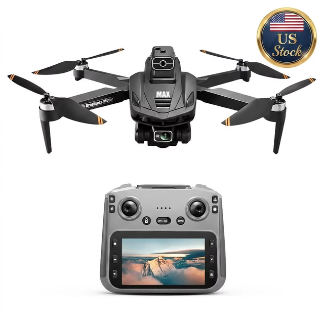 US Stock V168 MAX GPS Drone Professional HD Dual Cameras Brushless Motor Drones Obstacle Avoidance WIFI FPV RC Drone with Screen