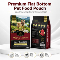 Sac à nourriture pour animaux de compagnie de grande capacité, imprimé en héliogravure, robuste, avec fond carré et fermeture éclair, pour croquettes et friandises sèches pour chiens