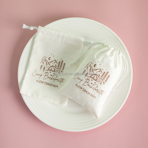 Small Custom Logo Printed Cotton Linen Pouch White Gift Garniture for Jewelry for Cosmetic <b>Makeup</b> and Packaging - Product Image 5