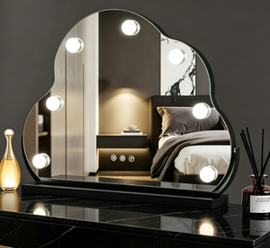 Cloud-Shaped LED Makeup Mirror Tabletop <b>Vanity</b> Mirror 12 Bulb Touch Switch 360 Rotatable Metal Frame for <b>Bedroom</b> Studio - Product Image 4