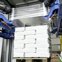 Film étirable co-extrudé 3 couches en rouleau de 300 m de longueur, surface brillante/plate, matériau PE pour emballage de palettes à haute résistance à la perforation