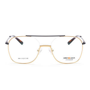 Montures de lunettes carrées en métal gris pour hommes 5091 – Lunettes optiques pour myopie, forme de visage moyenne - Product Image 3