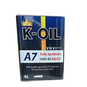 K-oil A7 Oli 10W40 SN/CF 100% Oli Mesin Tahan Oksidasi Sintetik Penuh Harga Rendah untuk Mesin Bensin Buatan Korea