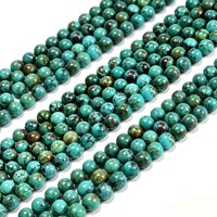 Perles rondes en turquoise naturelle du Pérou, perles de pierres précieuses à énergie curative, perles pour la fabrication de bijoux, pierre naturelle
