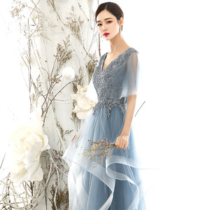 High Quality Pure Color Light <strong>Blue</strong> Chiffon <strong>Royal</strong> Backless Bridesmaid Wedding <strong>Party</strong> <strong>Dress</strong> Long Evening <strong>Dress</strong> - Product Image 2