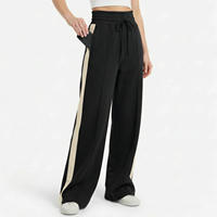 Pantalon de sport décontracté pour femme, taille haute, coupe large, écologique, respirant, imperméable, avec cordon de serrage et patchwork, idéal pour le printemps