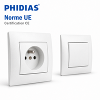 Prises murales et interrupteurs EU 86x86mm, unipolaires 10A/16A, panneau en laiton PC avec garantie de 2 ans pour les projets résidentiels et professionnels