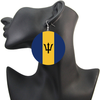 Conjunto de Joyería del Fabricante: Collar, Pulsera, Brazalete, Pendientes y Llavero con Colgante de Mapa de Barbados y Bandera Nacional