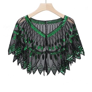 Vestido de Fiesta Retro Europeo Americano de los Años 20, de Poliéster con Puntos, para Banquete, Boda, con Capa, Vestido de Noche, Chal de Lentejuelas para Mujer - Product Image 2