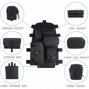 MMC AKM-082 Organisateur de dossier de siège auto en polyester, 7 poches, porte-plaques, sac à dos tactique, système Molle, sangle de poitrine, pour le tir en extérieur - Product Image 6