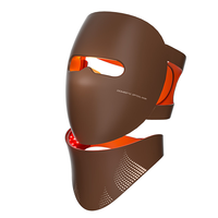 Masque LED rechargeable pour le visage et le cou, 4 modes d'éclairage, sans fil, masque de soin du visage et du cou, appareil de beauté LED rouge