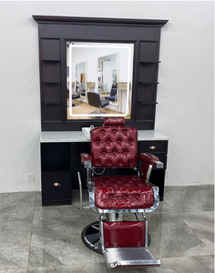 Estación de Barbería Individual LE al por Mayor, Espejo Marrón Especial, Muebles de Salón de Buena Calidad, Lavabo de Cerámica Blanco, Directo de Fábrica - Product Image 5