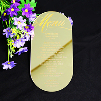 Personalizado troquelado forma oro espejo acrílico cena Bar menú tarjeta grabado para fiesta de boda