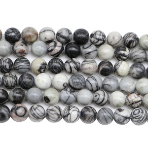 Cuentas de piedra natural redondas de 8mm para la fabricación de joyas, cuentas sueltas de cristal con patrón de Tai Chi, accesorios para bricolaje. - Product Image 1