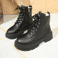Bottes de combat à plateforme pour femmes, à lacets, avec fermeture éclair latérale, doublure en polaire, semelle épaisse, bottines d'hiver, 2 couleurs