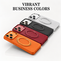 Funda de Teléfono de Lujo Ruite con Soporte de Aleación de Aluminio y Cuero para iPhone 17 18 Pro Max, Succión Magnética N52, Híbrida de TPU y PC, Antigolpes