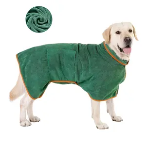 New Pet thấm nước Áo choàng tắm siêu mịn sợi mềm Dog quần áo nhà Pet Áo choàng tắm khăn