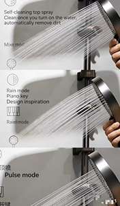 Ensemble de douche mural moderne chromé avec barre coulissante et 3 modes de pulvérisation (Jet/Pluie/Douce) pour hôtels et appartements - Product Image 4