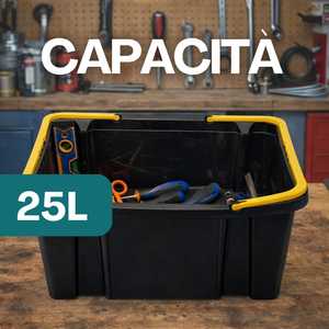 Boîte à outils en plastique noir 25 litres avec couvercle et compartiments pour le rangement des outils - Product Image 5