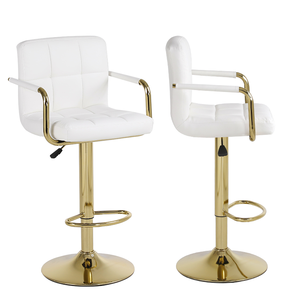 <span class=keywords><strong>Tabouret</strong></span> de bar pivotant moderne de haute qualité, dossier carré <span class=keywords><strong>doré</strong></span> avec fonction réglable pour la maison, l'hôtel, la salle à manger ou le salon - Product Image 1