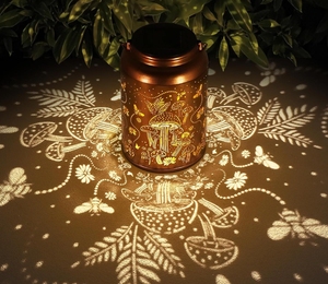 Lanterne de jardin solaire portable lanterne de fer solaire creusée colibri lumières - Product Image 1