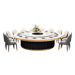 <span class=keywords><strong>Tavolo</strong></span> da Pranzo di Lusso in Acciaio e Pietra con Piatto Girevole Elettrico e Piano Cottura a Induzione, Pieghevole per 8 Persone, per Casa, Hotel e Villa - Product Image 1