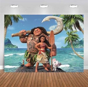 Fondo de Fotografía para Fiesta de <span class=keywords><strong>Cumpleaños</strong></span> de Moana, Playa de Verano, 5x3 pies, Vinilo/Tela, Suministros para Niñas - Product Image 4