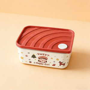 Sweet Happy Girl Lunch <b>Box</b> Rectangle <b>Plastic</b> Lid 304 Stainless Steel Insulated Microwave Safe Portable For Office Students - Product Image 2