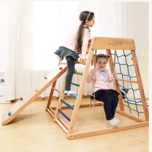 Prezzo di fabbrica Indoor Play Yard Wooden Climber Frame Baby Home Climber set Kids Wooden Climber Furniture
